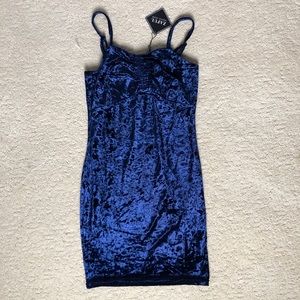 blue velvet mini dress. size medium.